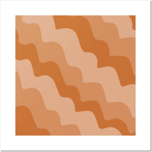 Brown wavy ocean waves gradient Posters and Art